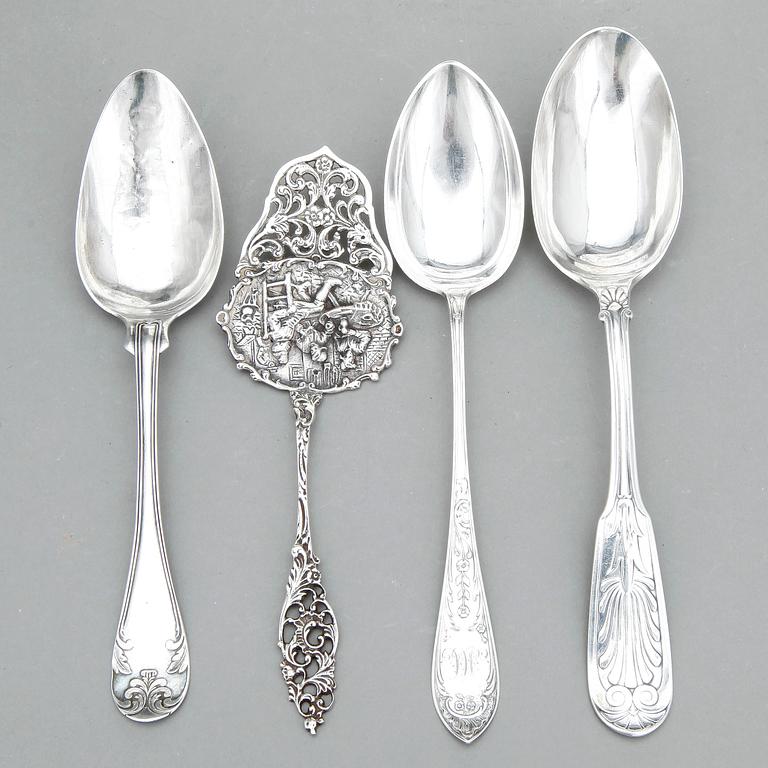 PARTI SILVER, 5 delar, bland annat Guldsmedsaktiebolaget, Stockholm, 1958. Vikt ca 514g.