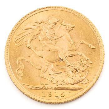 Gold coin, Great Britain, George V, 1 Sovereign, 1915.