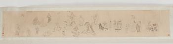 A handscroll depicting eighteen Lohans, attributed to Gai Qi (Yuhu waishi, 1774-1829).