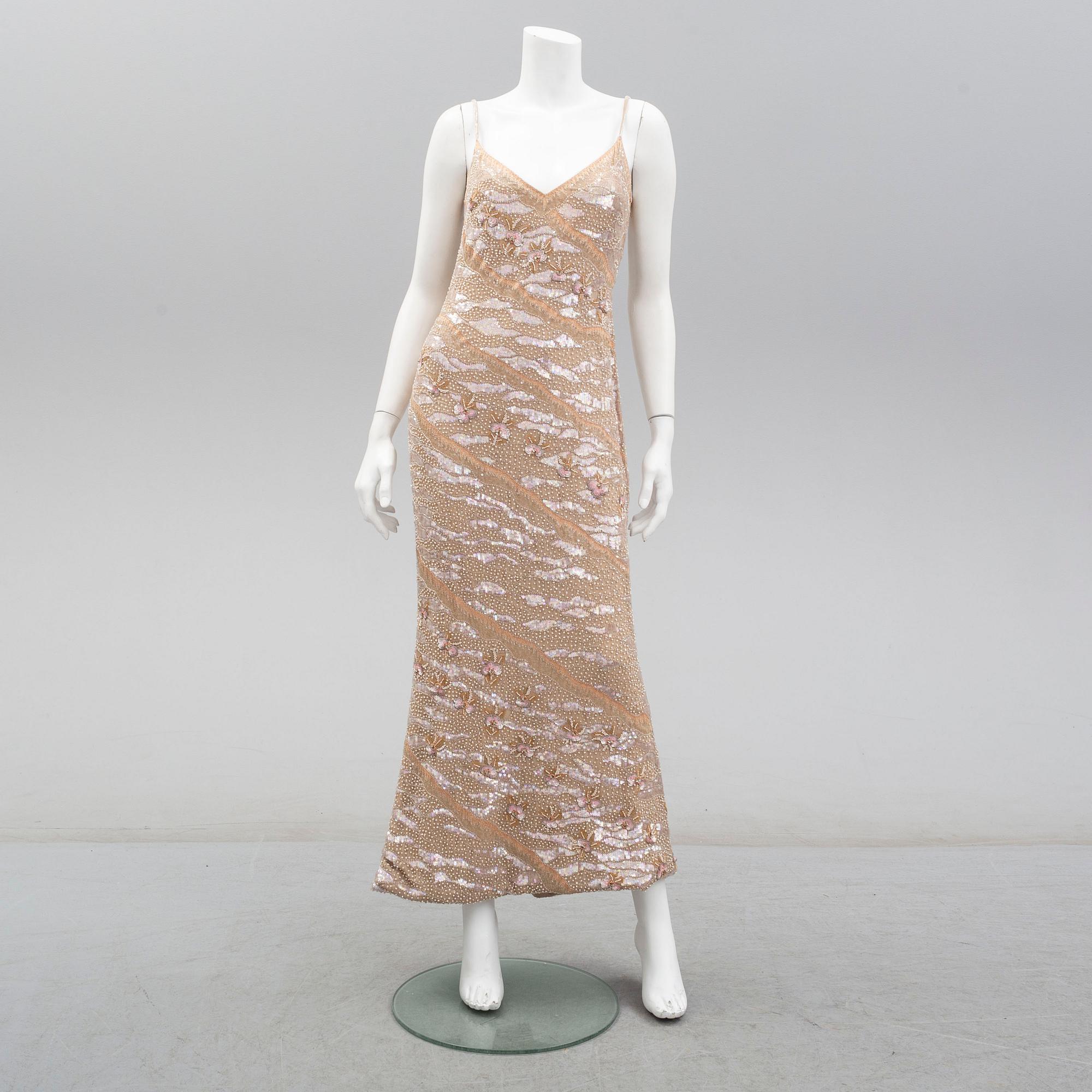 ESCADA, a beaded silk evening gown, size 36.