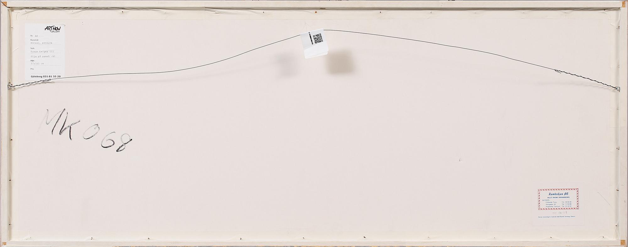 MICHAEL KESSLER, olja på pannå, monogram signerad, daterad 1991.