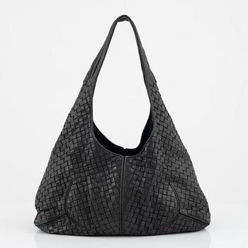 Bottega veneta, a black leather bag.