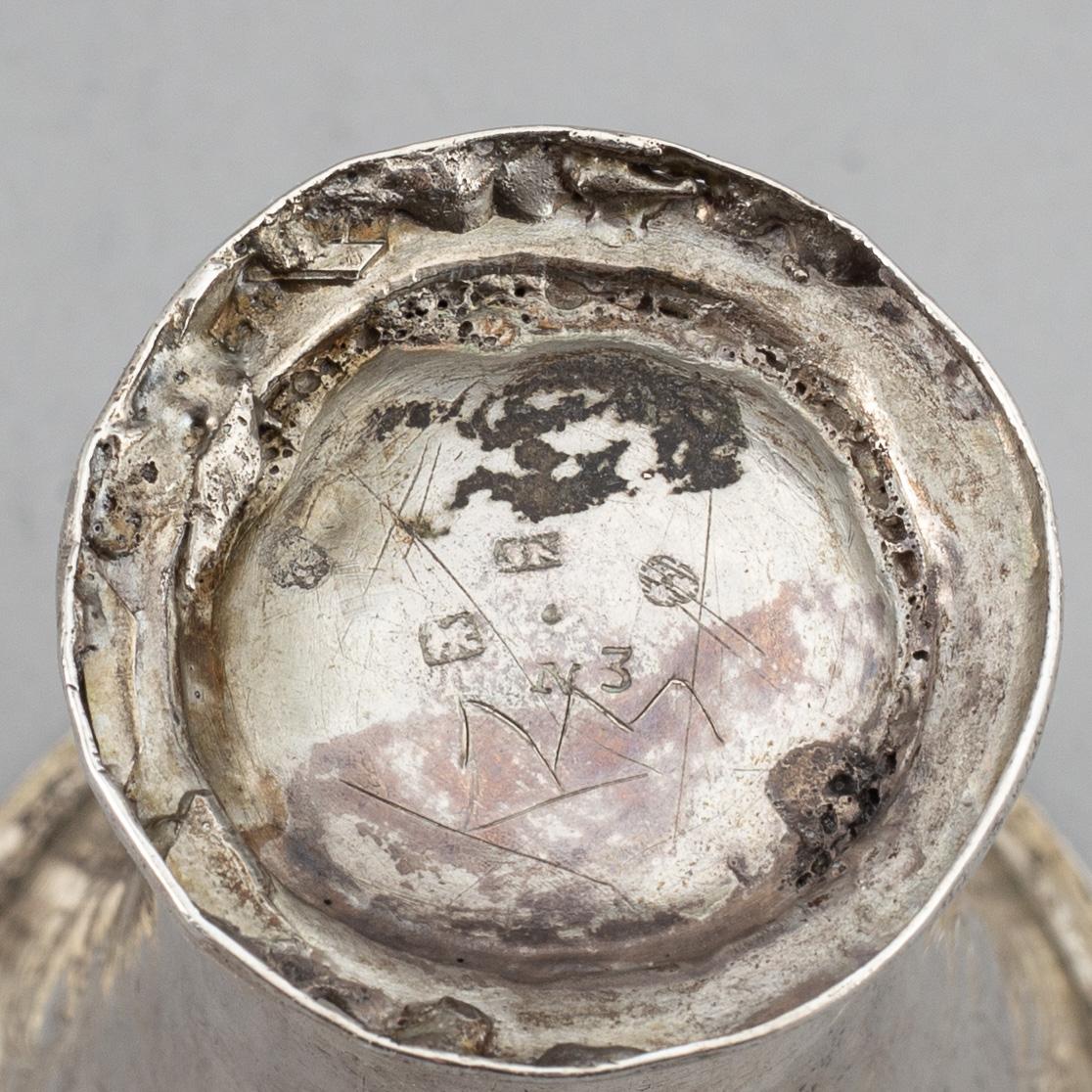 Three Swedish 19th century silver beakers.