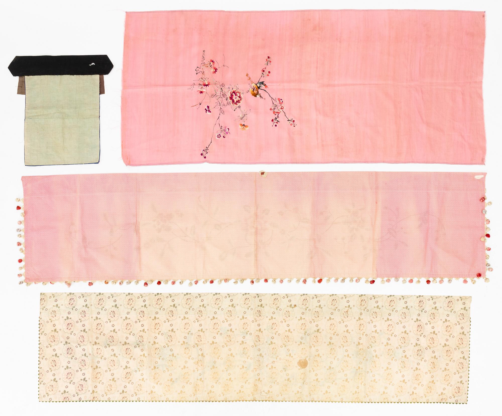 Sidenbroderier, fyra stycken, Kina, 1900-tal.