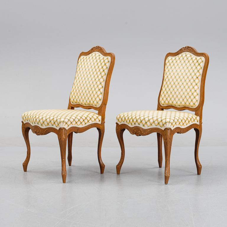 Stolar, ett par, fransk rokokostil, 1800-talets slut.