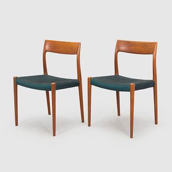Niels Otto Møller, tuoleja, 6 kpl, malli 77, J.L. Møllers Møbelfabrik, Tanska, 1960-luku.