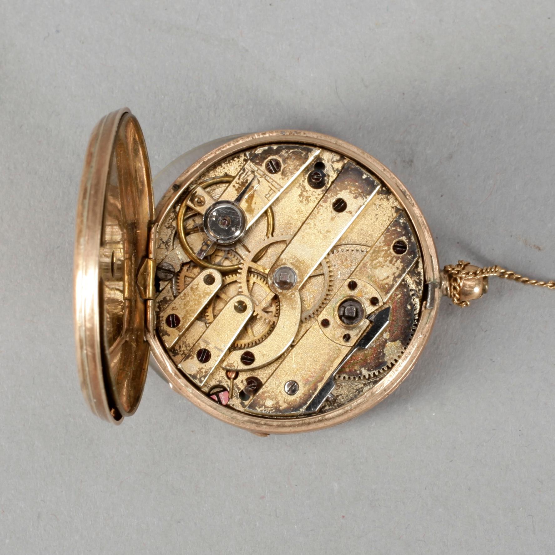 FICKUR i ASK, 14K guld, Culindre, sent 1800-tal/tidigt 1900-tal.