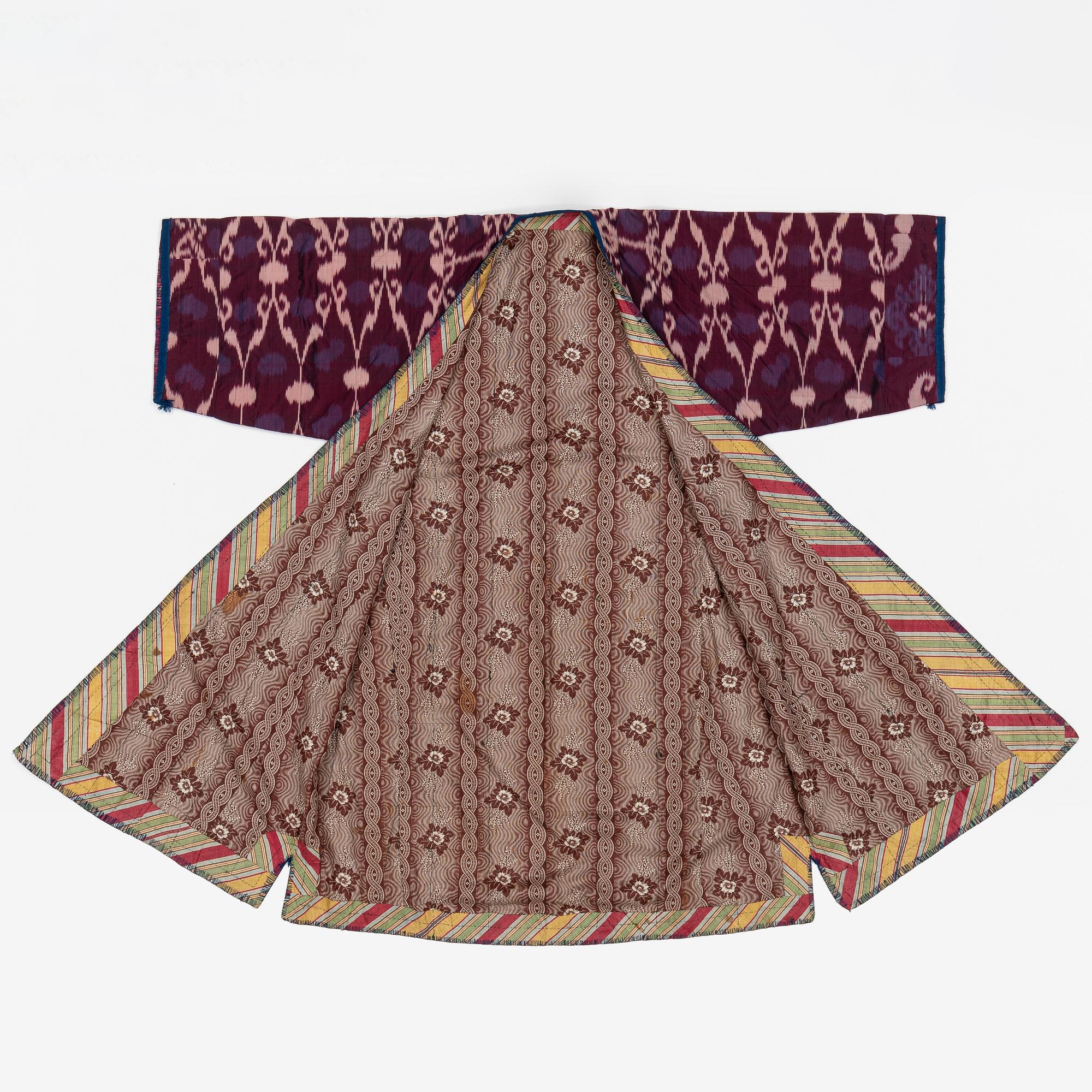 A silk Ikat Chapan, Central Asian, 1880s.