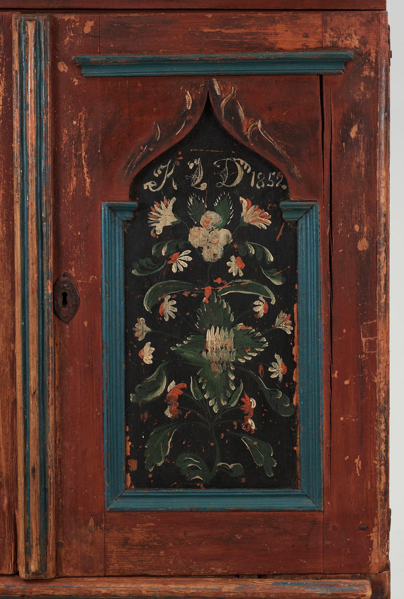 STÅNDSKÅP, allmoge, bär dat 1852.