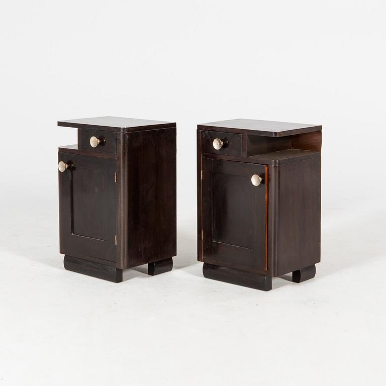 A piar of stained Art Deco bedside tables first half of the 20th century.