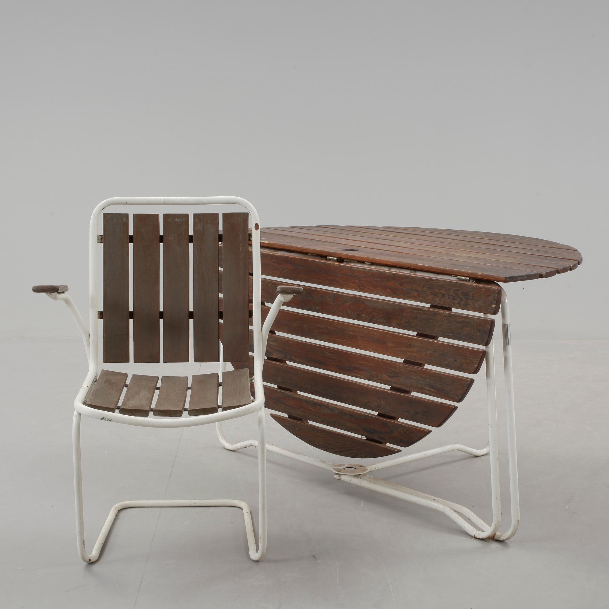 TRÄDGÅRDSMÖBEL, 5 delar, 1950-tal.