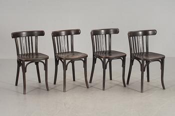 STOLAR, 4 st, Thonet, stansad märkning, 1900-talets mitt.