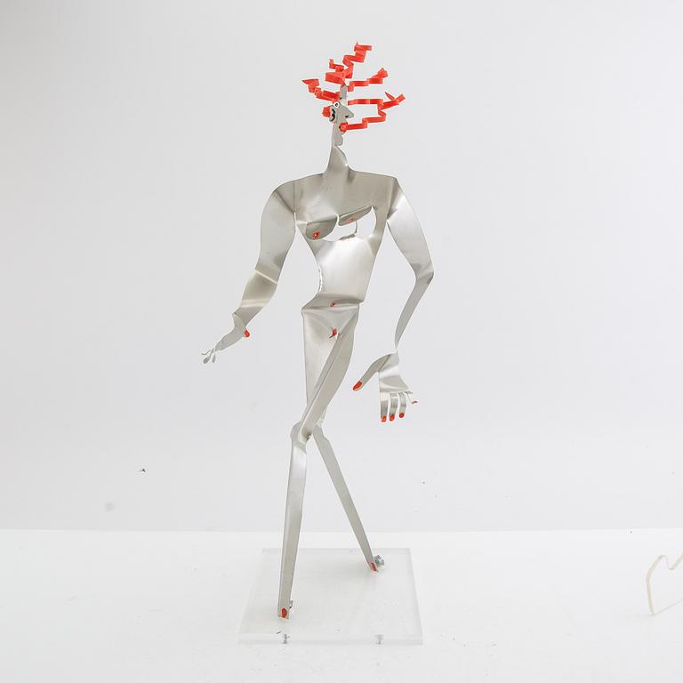 Timo Solin, Sculpture Standing Woman with Red Hair.