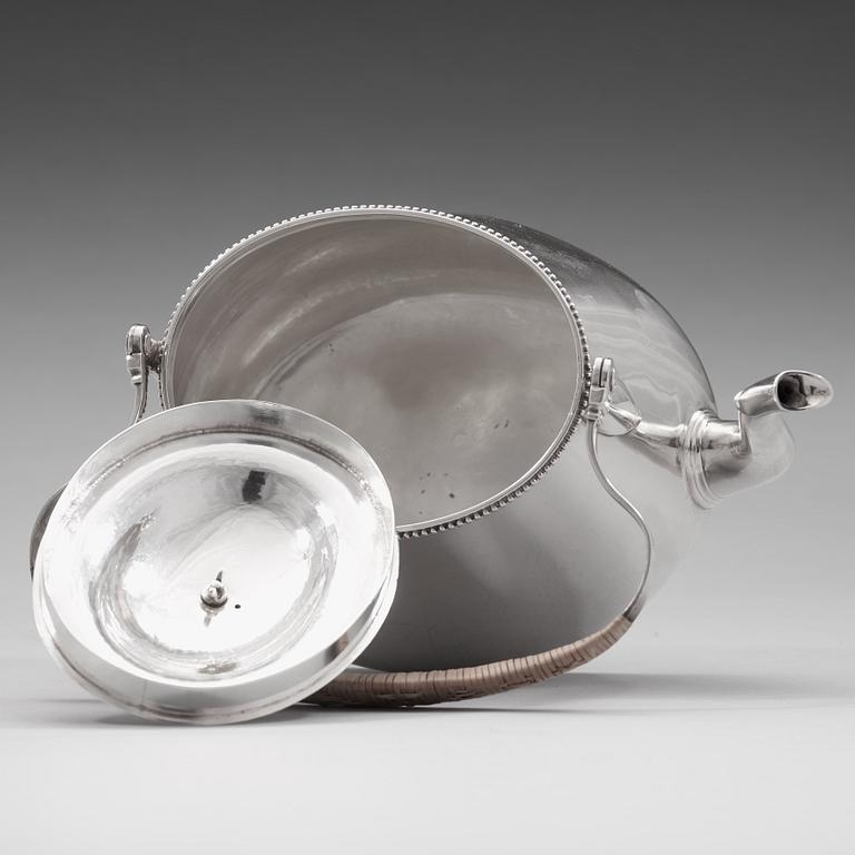 An English 18th century silver tea-pot and stand, mark of Andrew Fogelberg & Stephan Gilbert, London 1785.