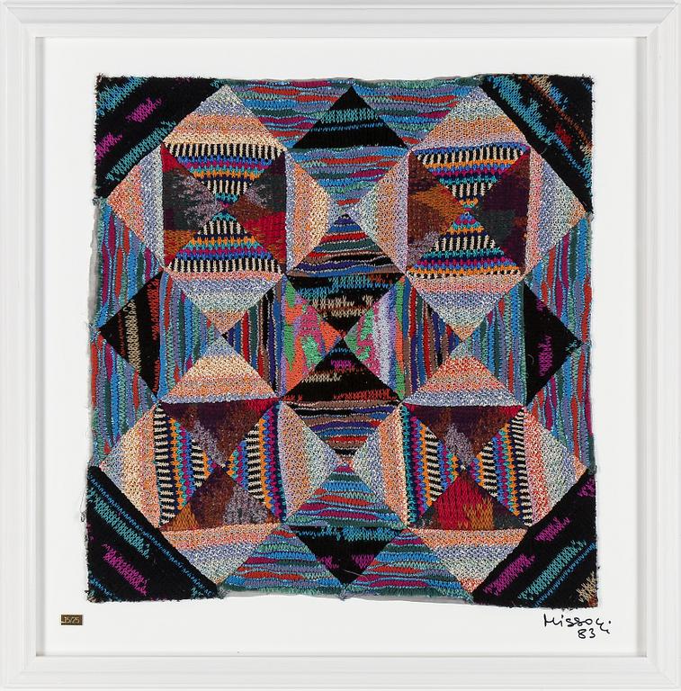 OTTAVIO MISSONI, stickad multipel, textil på plexiglas, signerad, daterad -83 och numrerad 15/25.