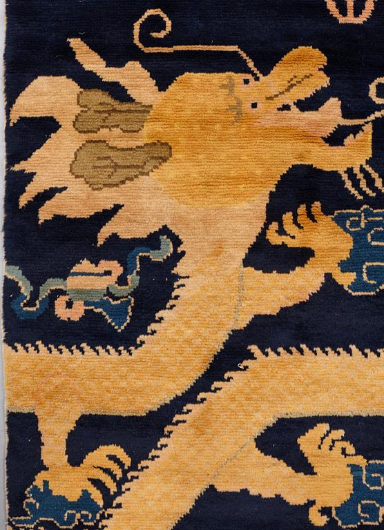 MATTO, PILLAR RUG, an old Chinese, possibly Ningxia, ca 236,5-237 x 76,5 cm (as well as ca 1 cm flat weave at the ends).