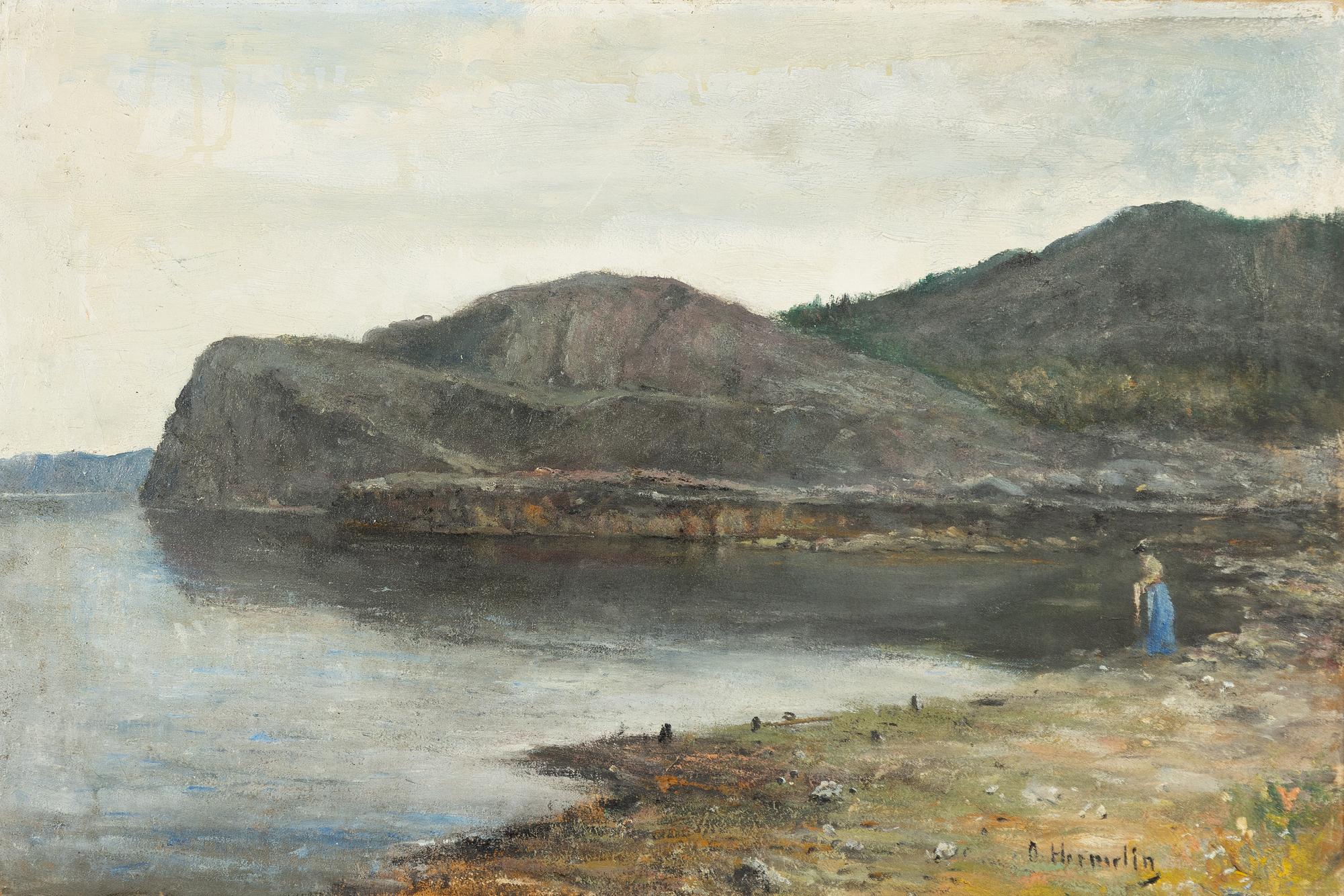Olof Hermelin, Inland Landscape with Woman by the Shore.