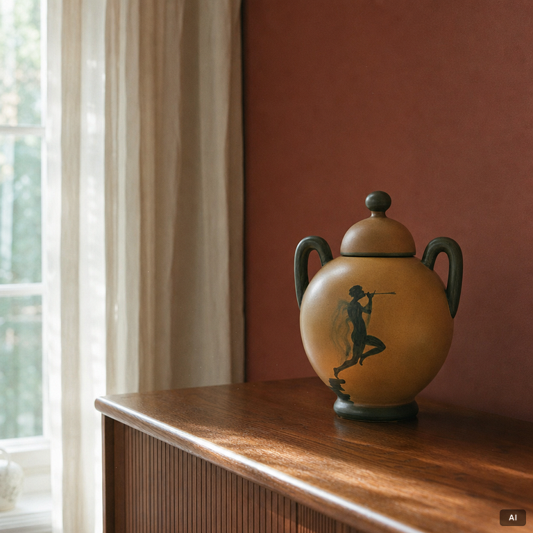Åke Holm, urn with lid, Höganäs.