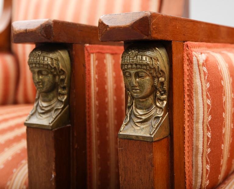 FÅTÖLJER, 1 par, empirestil, tidigt 1900-tal.