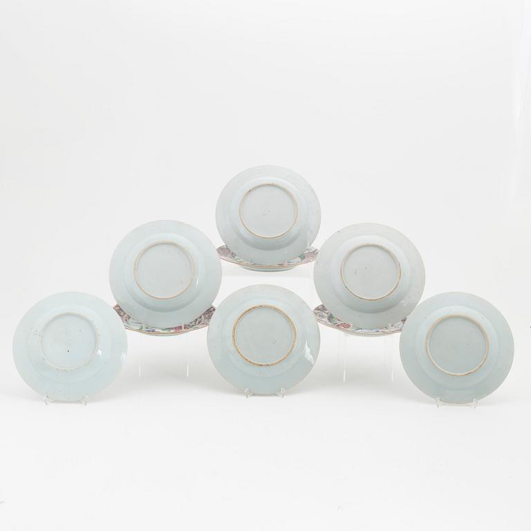 A set of nine Chinese famille rose plates, Qing dynasty, Qianlong (1736-95).