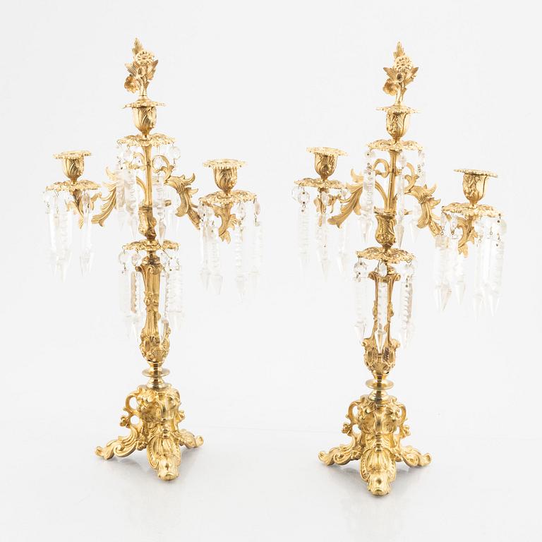 A pair of gilded candelabras, second half of the 19th century.