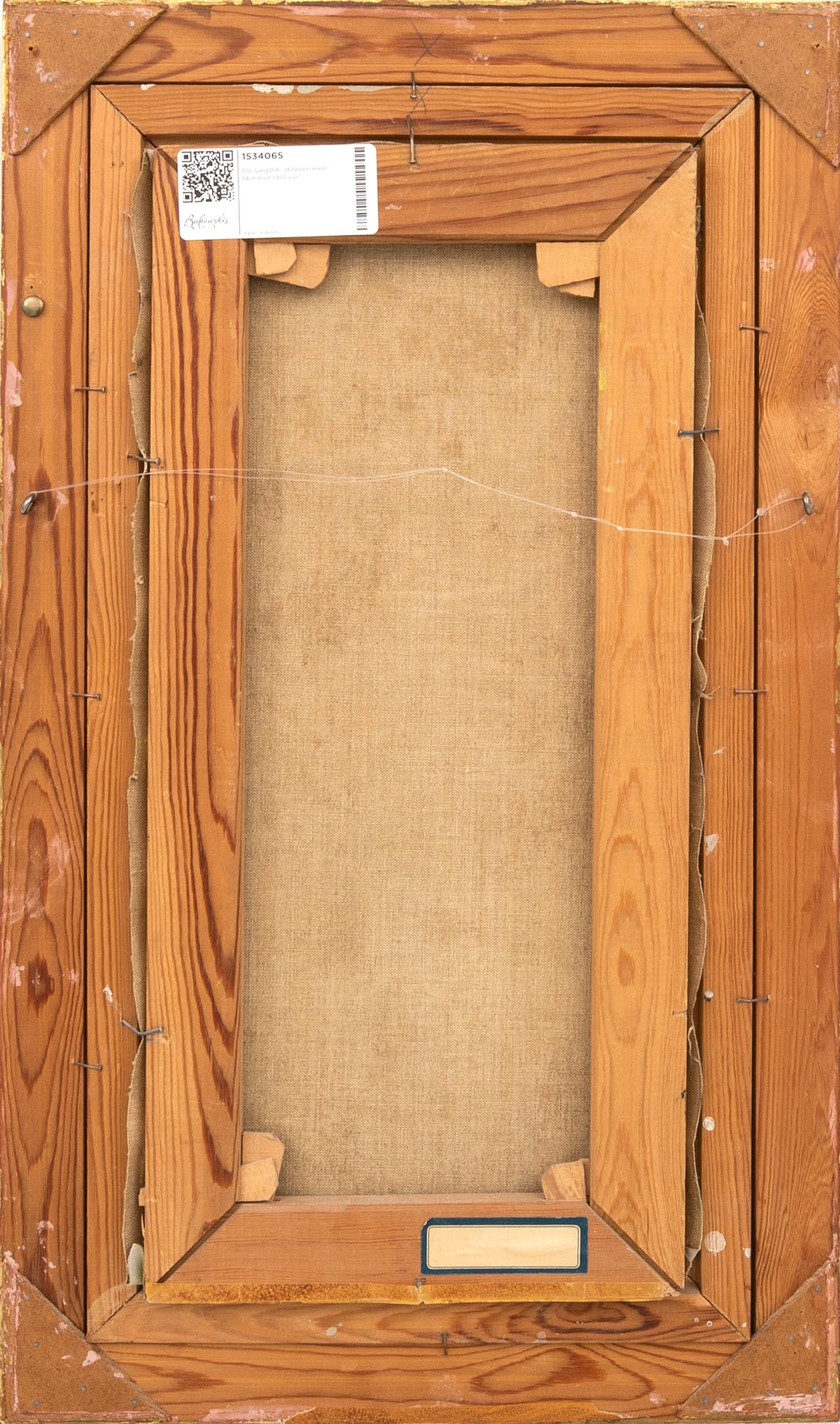 Pär Siegård,  stilleben med blommor i blå vas.