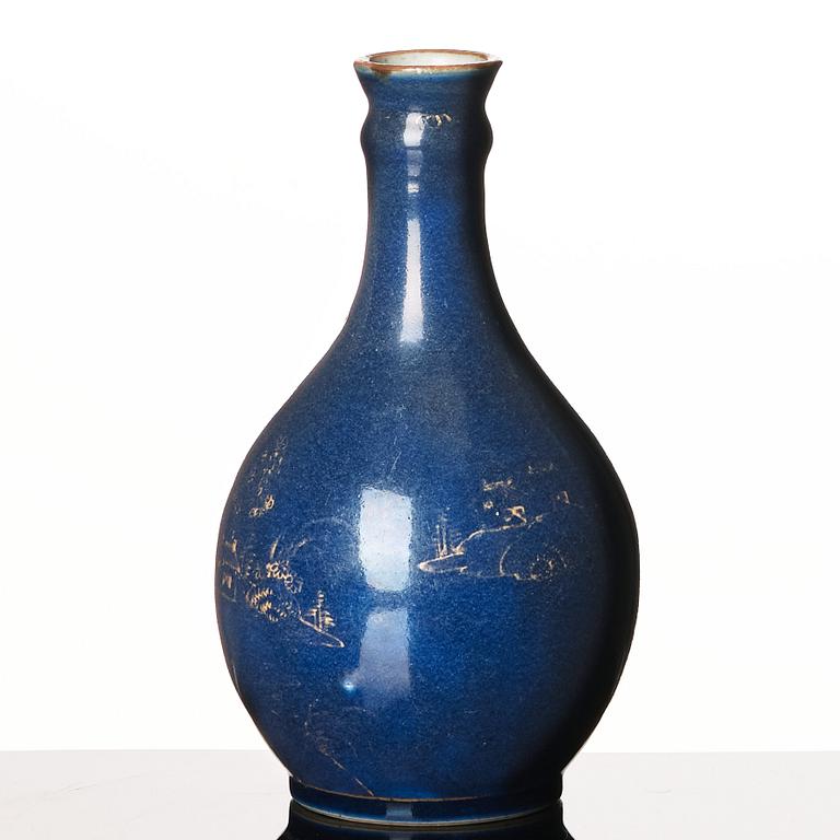 A blue glazed vase, Qing dynasty, Qianlong (1736-95).