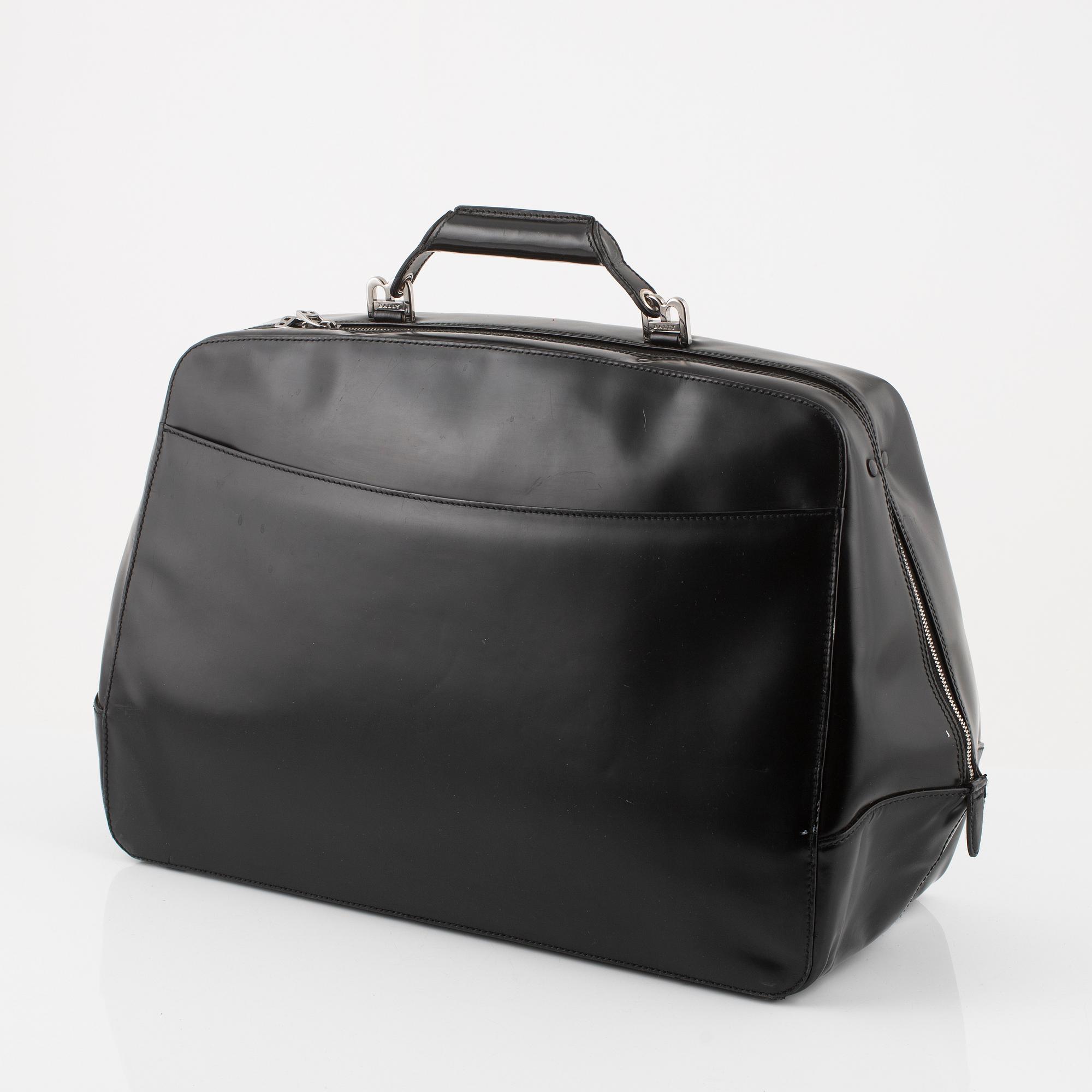 Bally, a black leather bag.