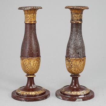 A pair of Biedermeier candlesticks, probably Germany, first half of the 19th century.