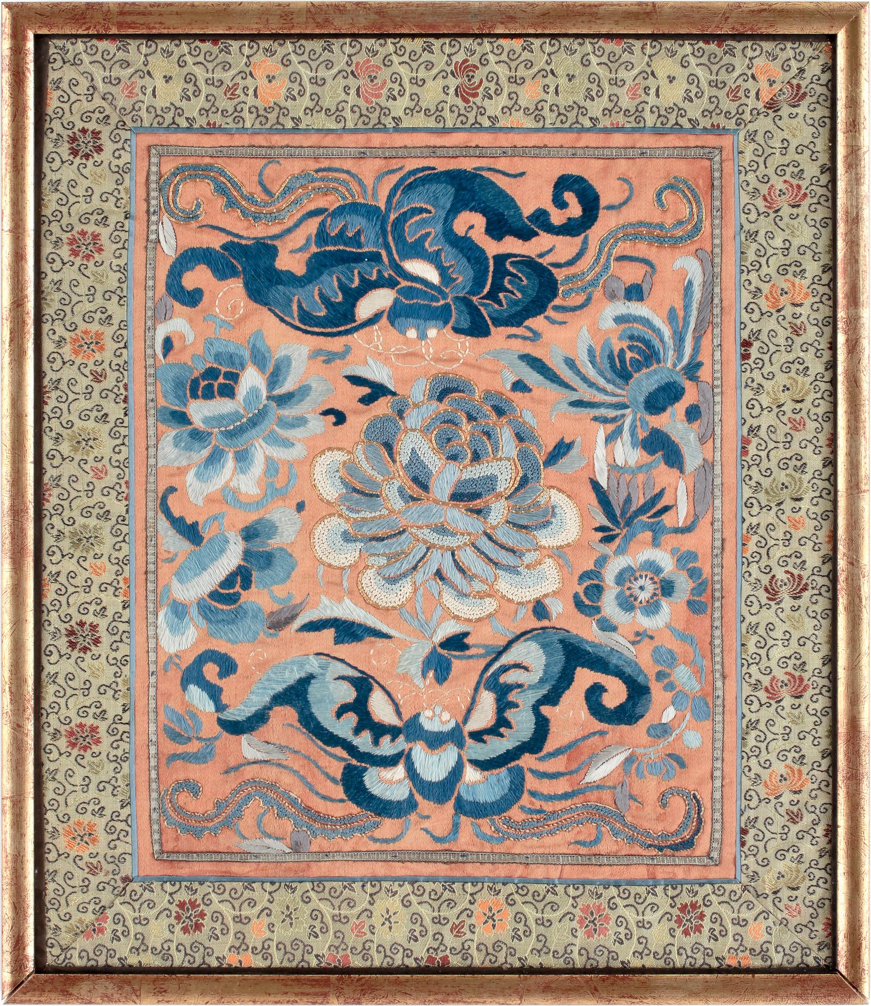 SIDENBRODERI, Kina, troligen 1700-tal.