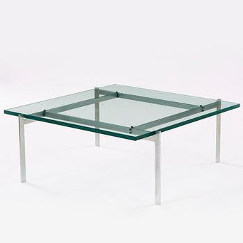 A Poul Kjaerholm 'Pk-61' glass top sofa table, Fritz Hansen, Denmark.