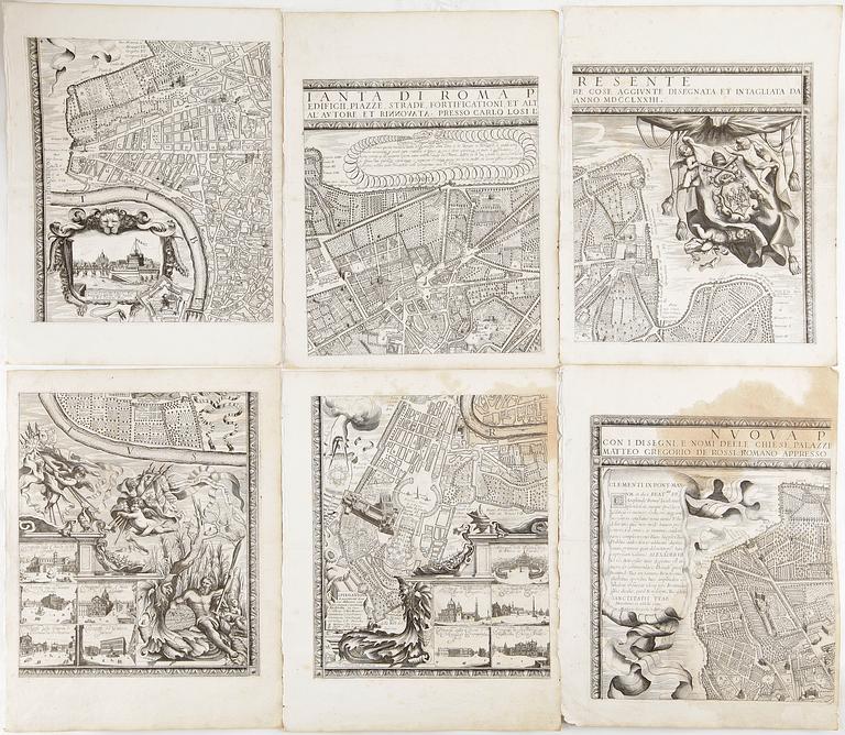 MATTEO GREGORIO DE RUBEIS, kopparstick, 1700-tal, 9 st blad.