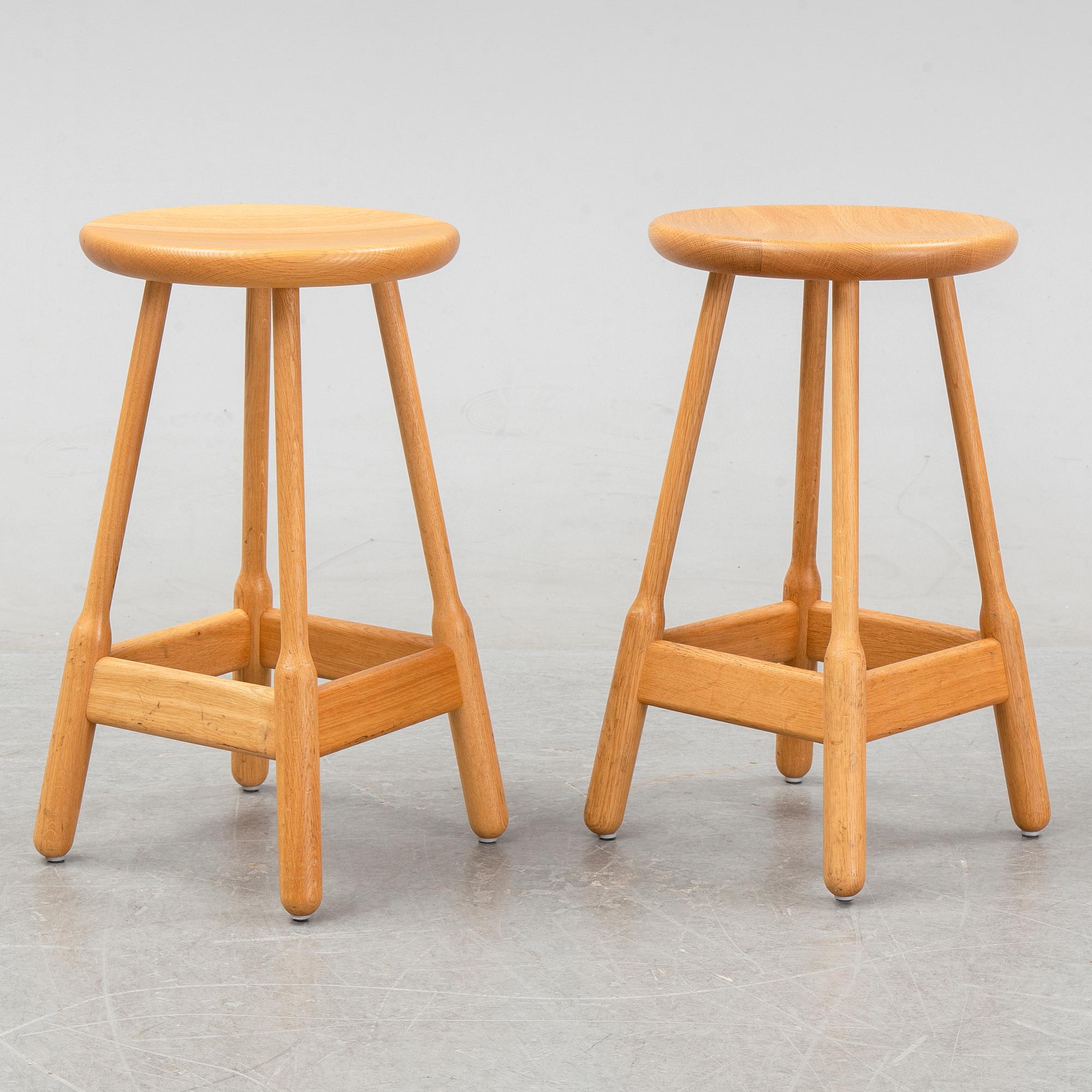 Chris Martin, a set of eight contemporary oak stools, 'Albert', Massproductions.