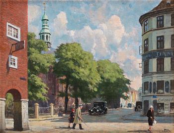 778. Paul Fischer, Summer day at the Reformed Church in Copenhagen.