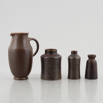 Erich & Ingrid Triller, four stoneware vases, Tobo.