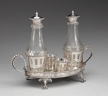 A Swidish silver cruet-stand, makers mark of  Anders Efraim Ahlbom, Västerås 1795.