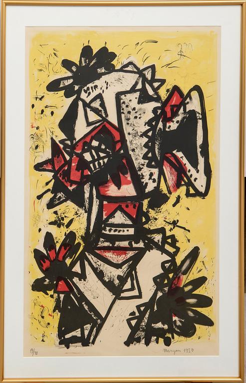 Pinchas Maryan, lithograph signed, dated, and numbered 1959 19/40.