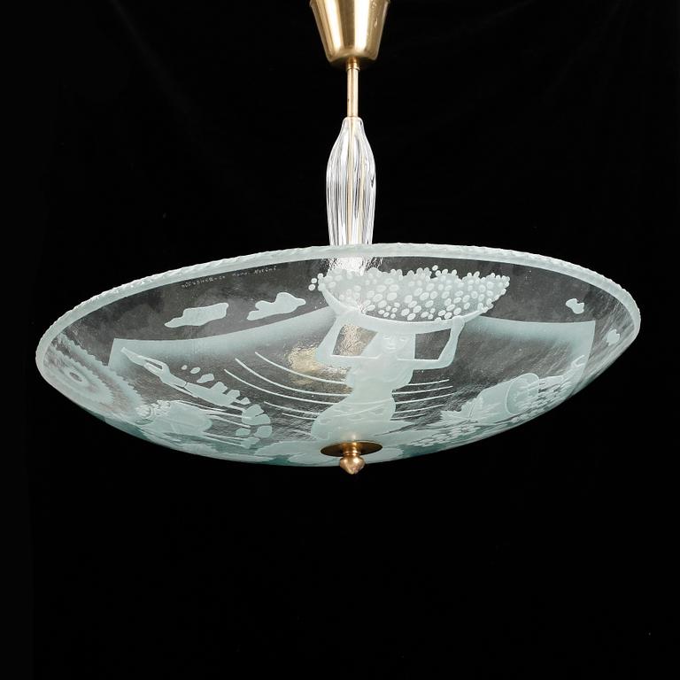 TAKARMATUR, glas, Bo Notini för Glössner & Co, 1940-tal. Höjd ca 67 cm.
