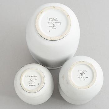 Stig Lindberg, a set of three "Grazia" vases, stoneware, Gustavsberg, 1946-69.