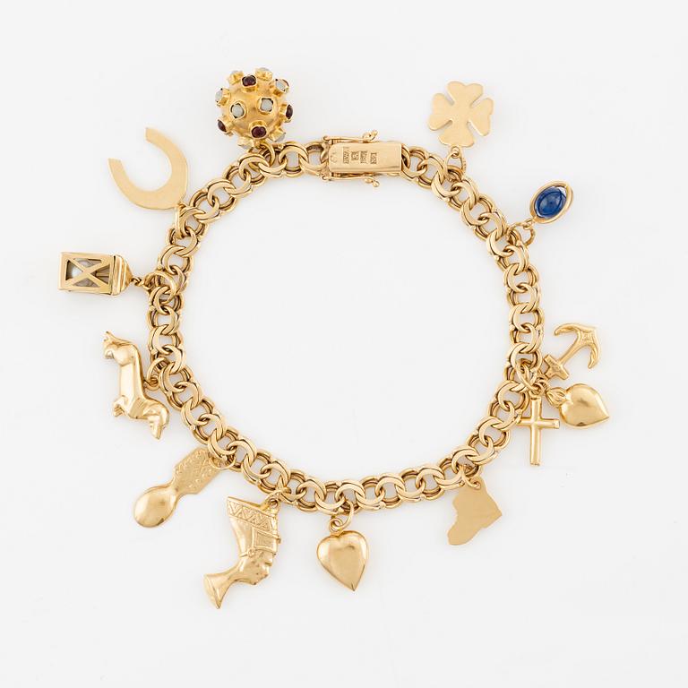 Bracelet, 18K gold, with charms.