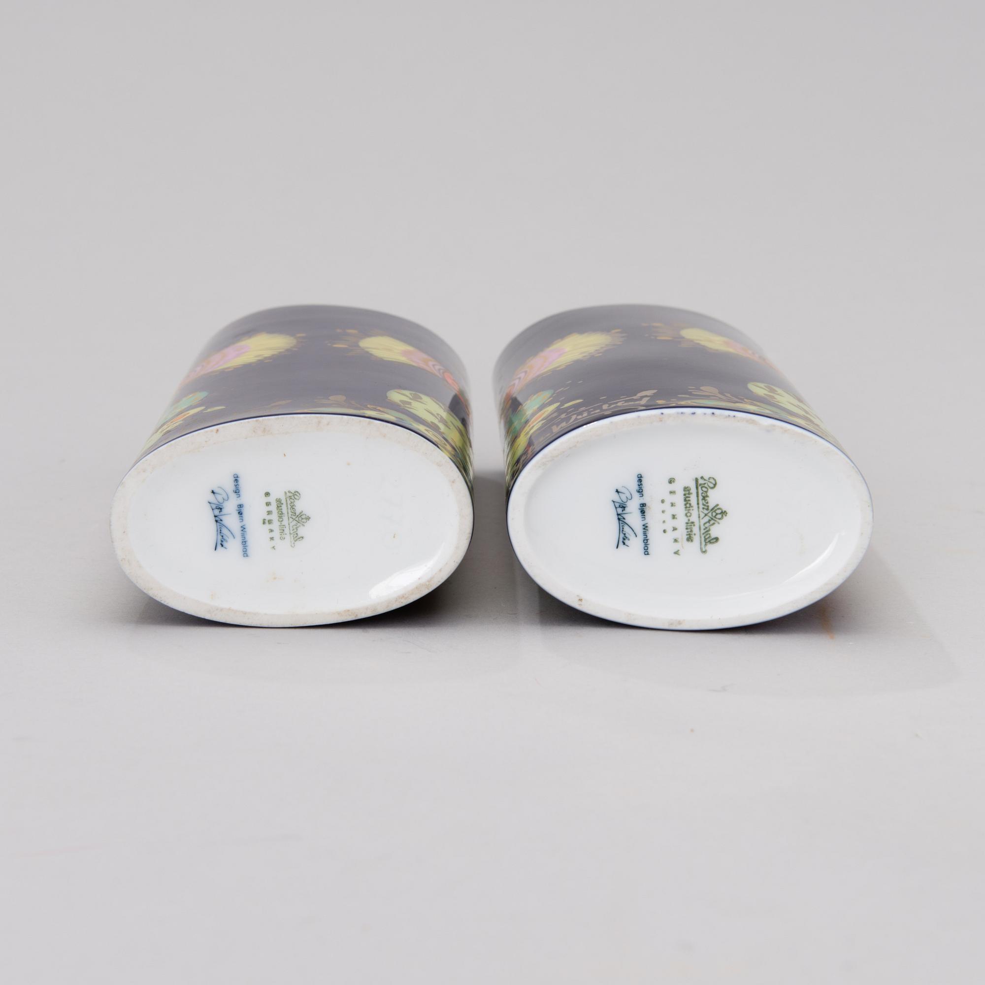 BJÖRN WIINBLAD, KAKSI MALJAKKOA, posliinia, "1001 Nacht", Rosenthal studio-linie, 1980-luku.