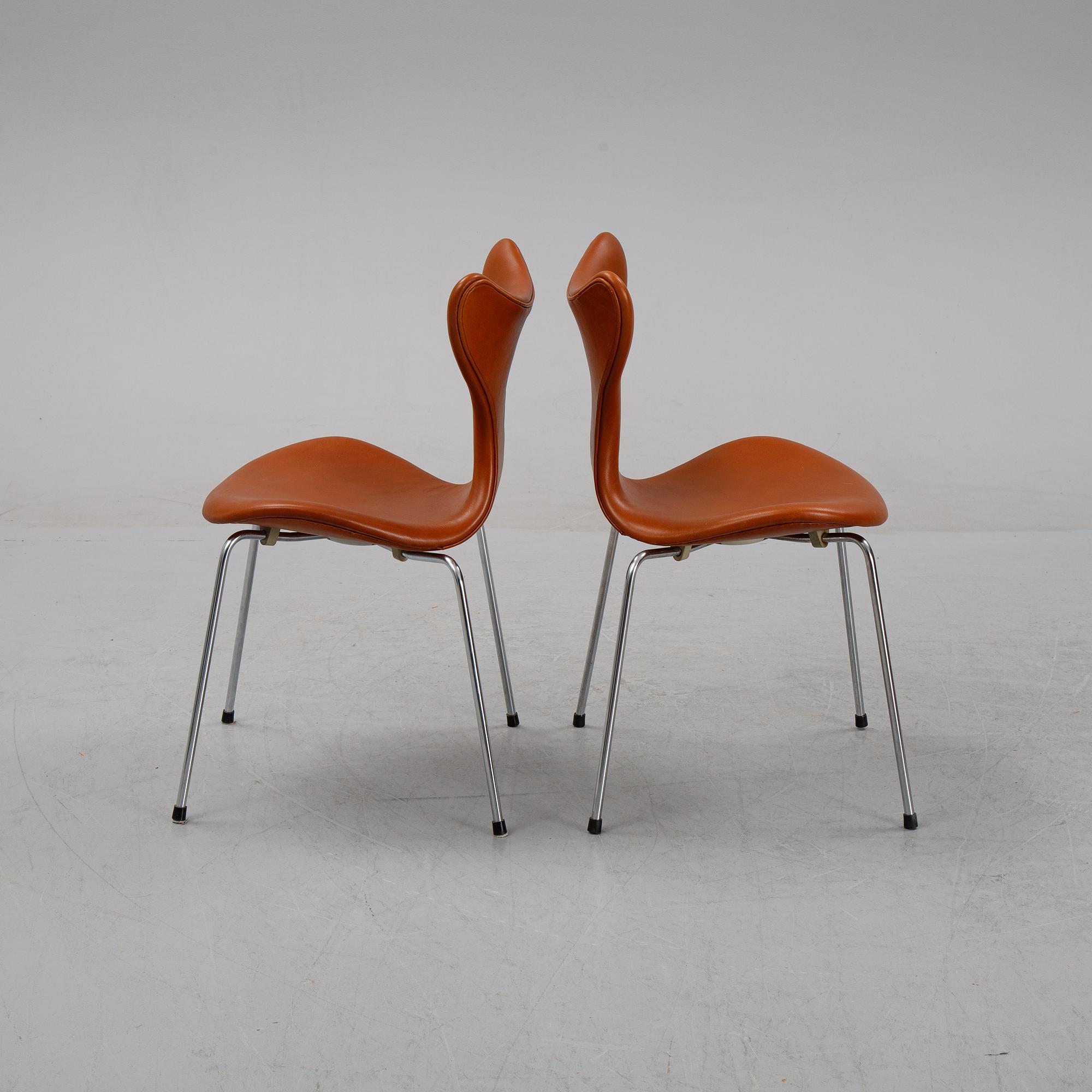Arne Jacobsen, stolar, 6 st, Måsen/Liljan, Fritz Hansen.