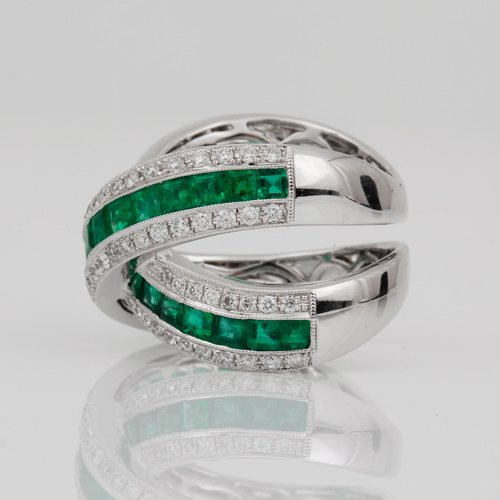 RING, with 31 emeralds, circa 3.20cts and diamonds, circa 1.04cts.