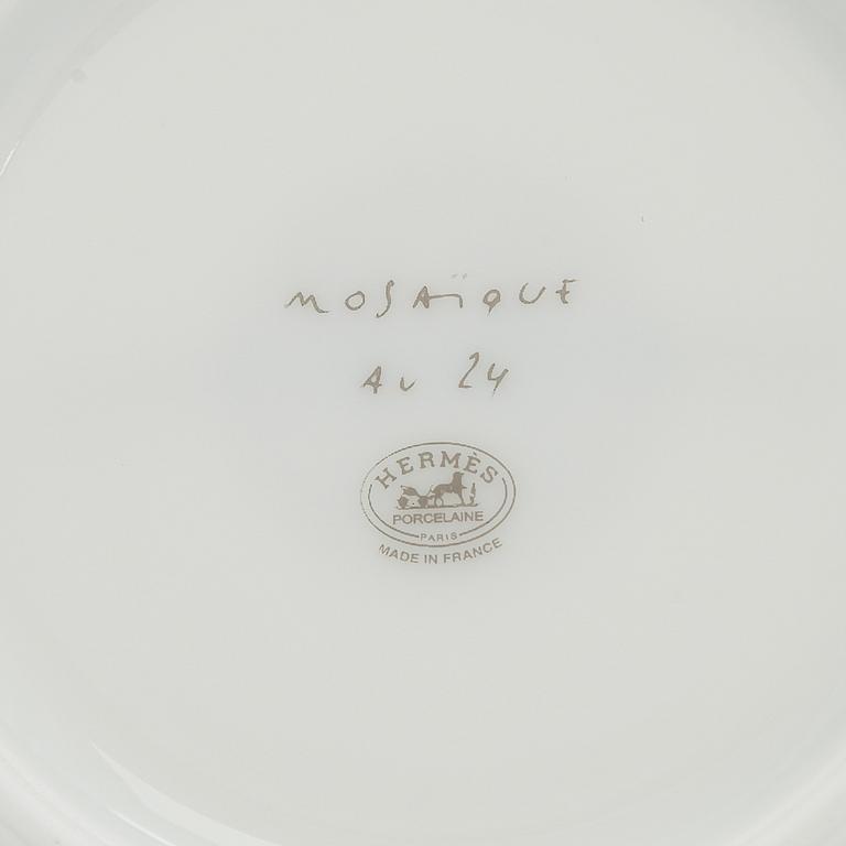 Hermès, cups with saucers, a pair, "Mosaique au 24".