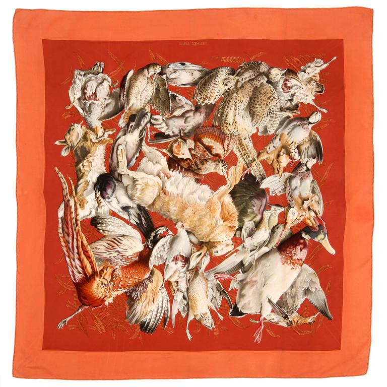 HERMÈS, a silk scarf, "Gibiers".