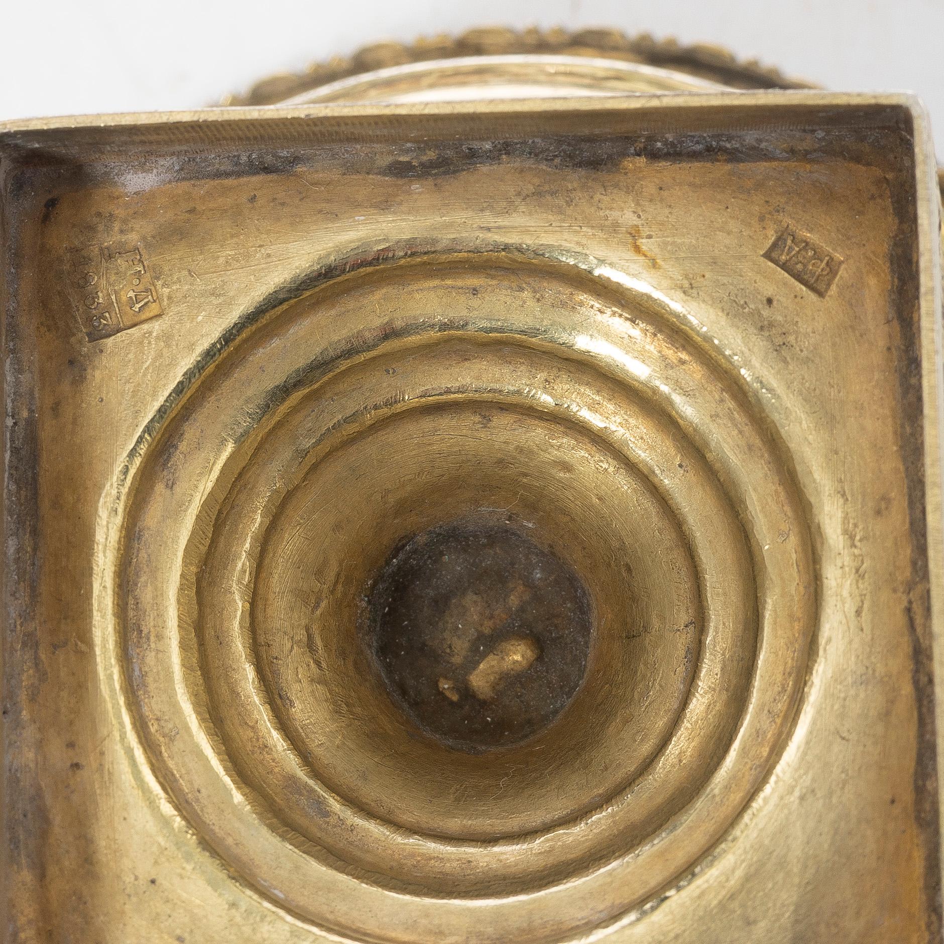 Three Russian silver salt cellars, 19th century.