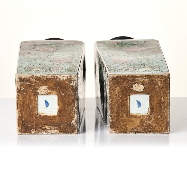 A pair of 'famille noire' vases, Qing dynasty, 19th Century.