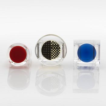 Siv Lagerström, three acrylic plastic rings, 1970s.