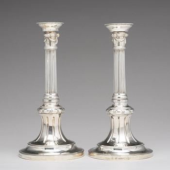 A pair of Swedish Gustavian silver candlesticks, mark of Johan Henrik Schvart, Karlskrona 1789.