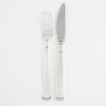 Cutlery set, 6 knives, 6 forks, silver, Guldsmedsaktiebolaget (GAB), 1976-1983.